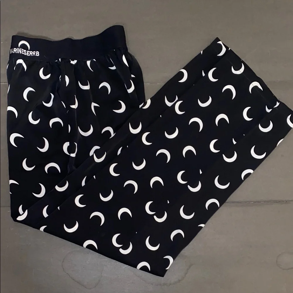 Warineserrb Small Black and White Crescent Moon Pajama Pants - Picture 1 of 9
